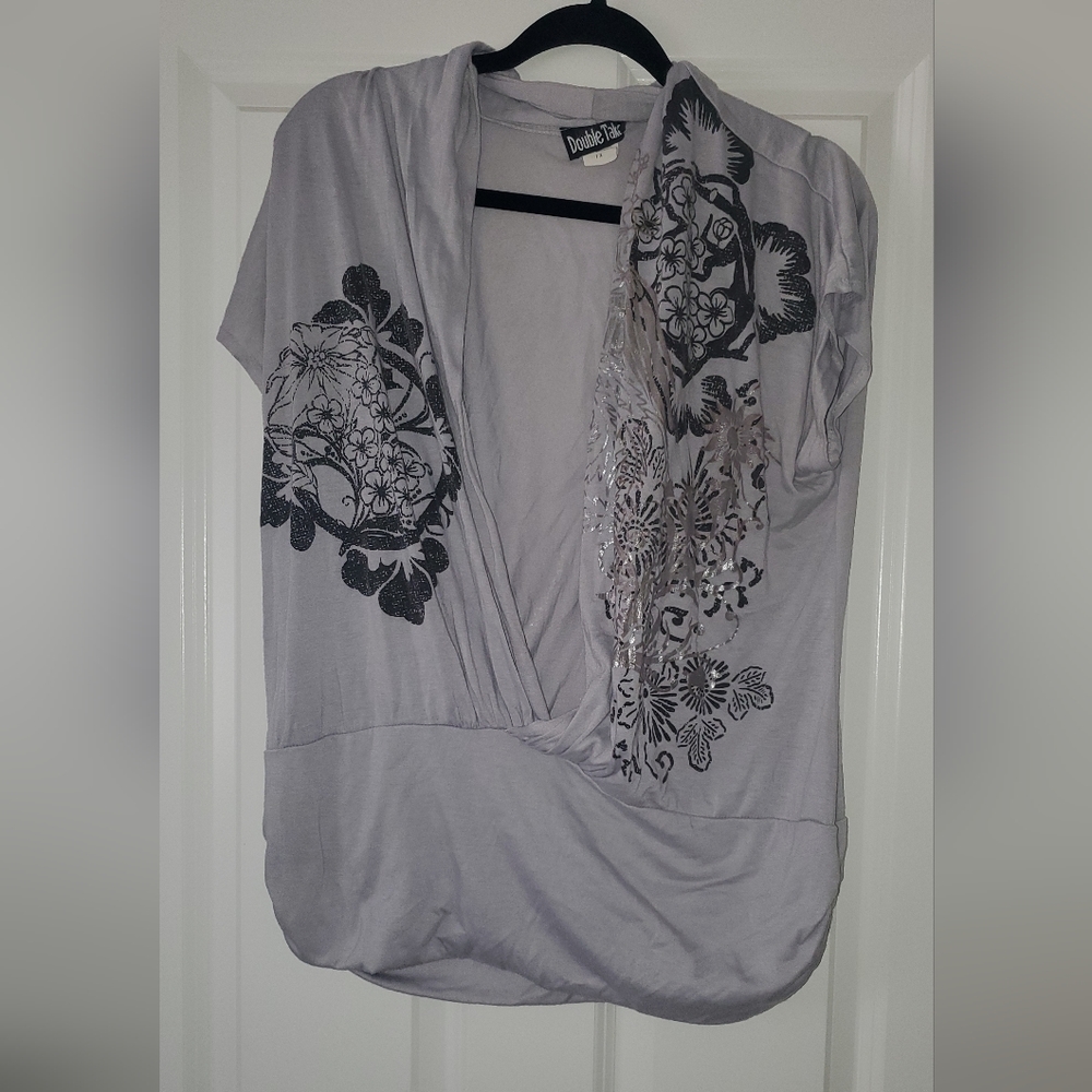 Double Take Gray Top